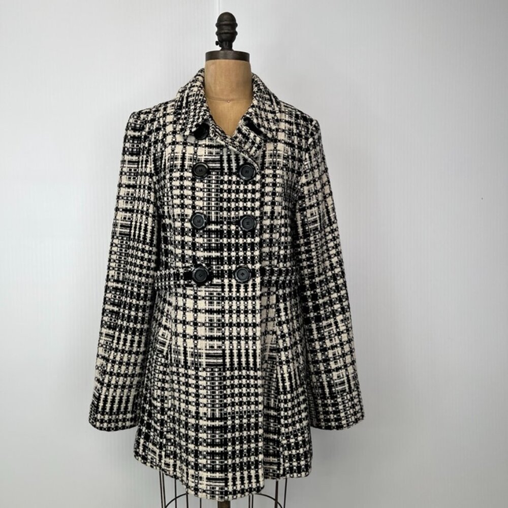 Arden B Jacket Women Large Wool Double Button Belt Luxe Retro Coat Work Core Ex